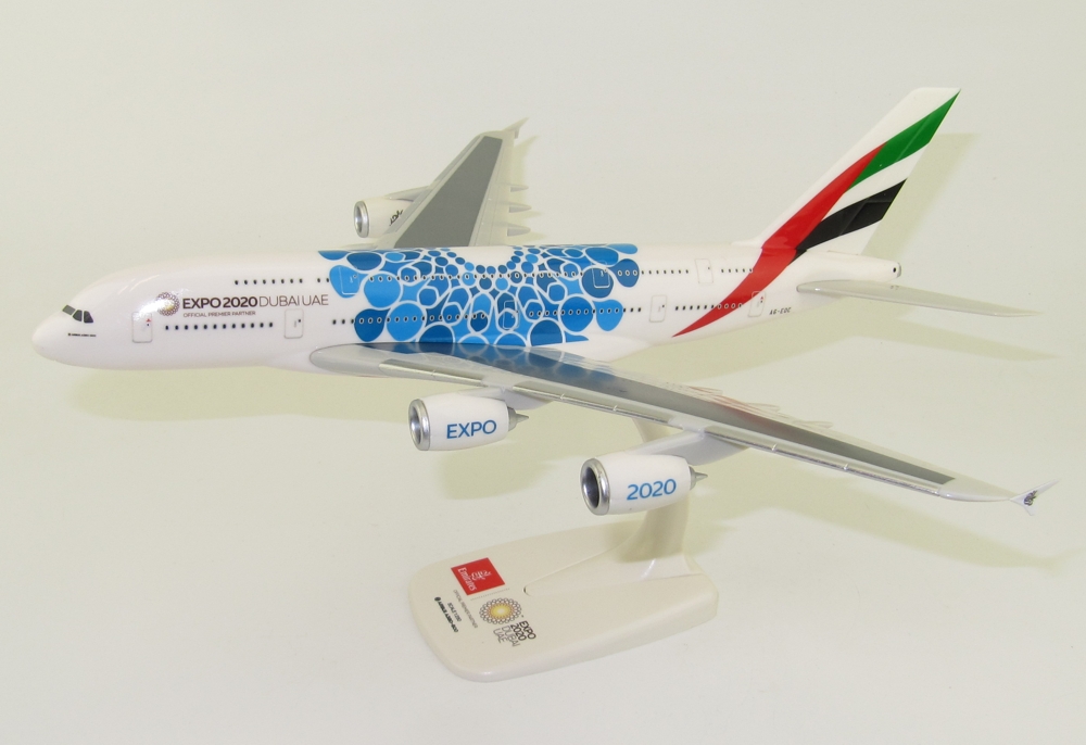 Emirates Airbus A380 Expo2020 Blue PPC 1:250 Scale Plastic Snap Fit Model 