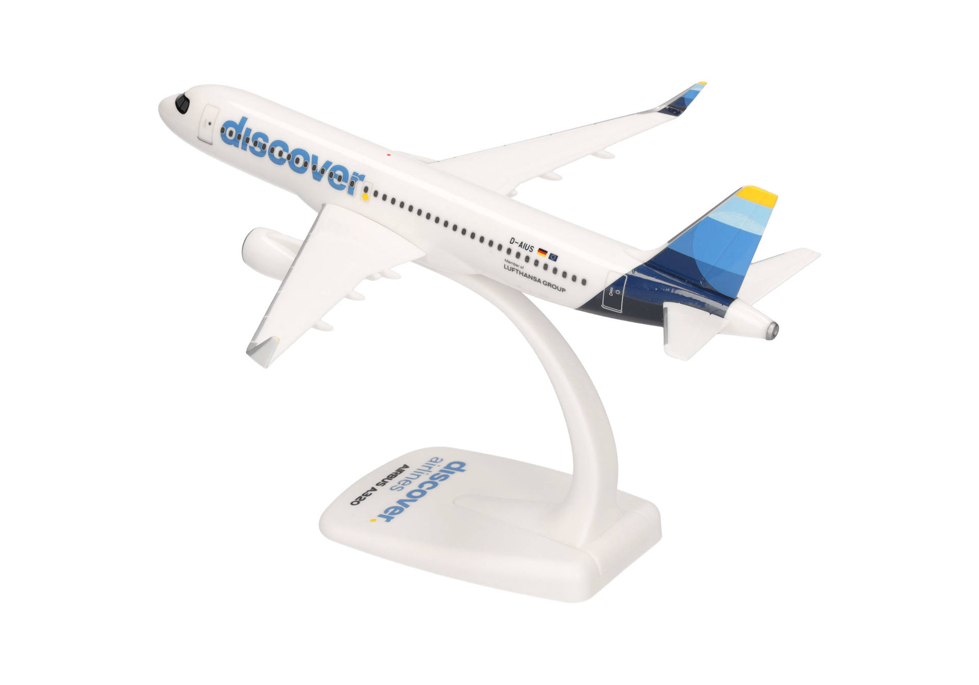 Herpa Modello Aereo Snap-Fit Airbus A320 Discover Airlines - Miniatura Scala 1:200, Kit Da Montare Senza Colla, Plastica, Collezionismo